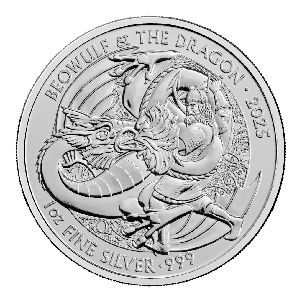 Myths and Legends "Beowulf and Dragon" 1 Unze Silbermünze 2025 | differenzbesteuert