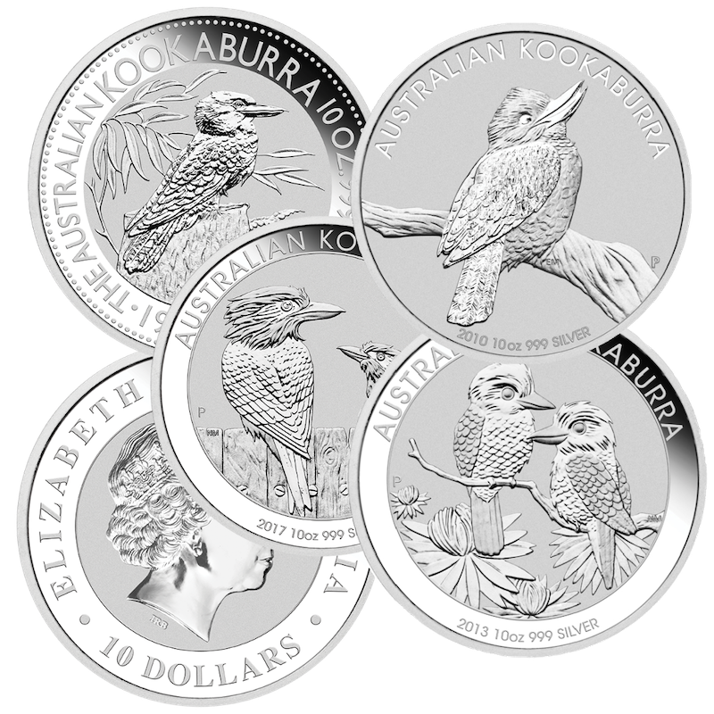 Kookaburra 10 Unzen Silbermünze - verschiedene Jahre | differenzbesteuert