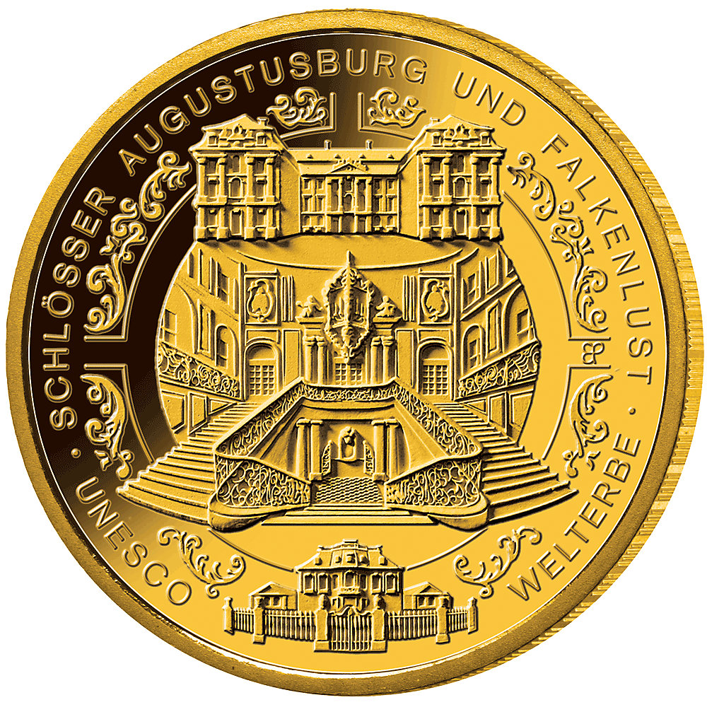 100 Euro Schlösser Augustusburg Falkenlust 1/2oz Goldmünze 2018 | Deutschland