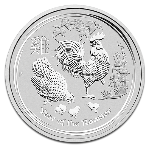 Lunar II Hahn 2 Unzen Silbermünze 2017 differenzbesteuert