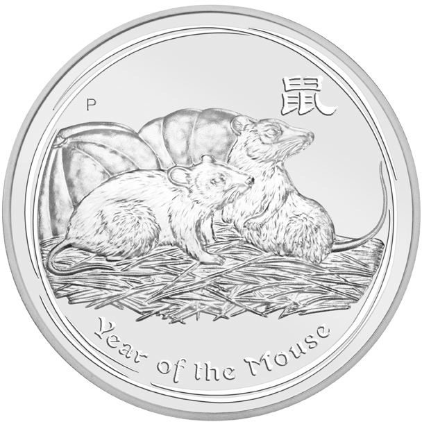 Lunar II Maus 2 Unzen Silbermünze 2008 differenzbesteuert