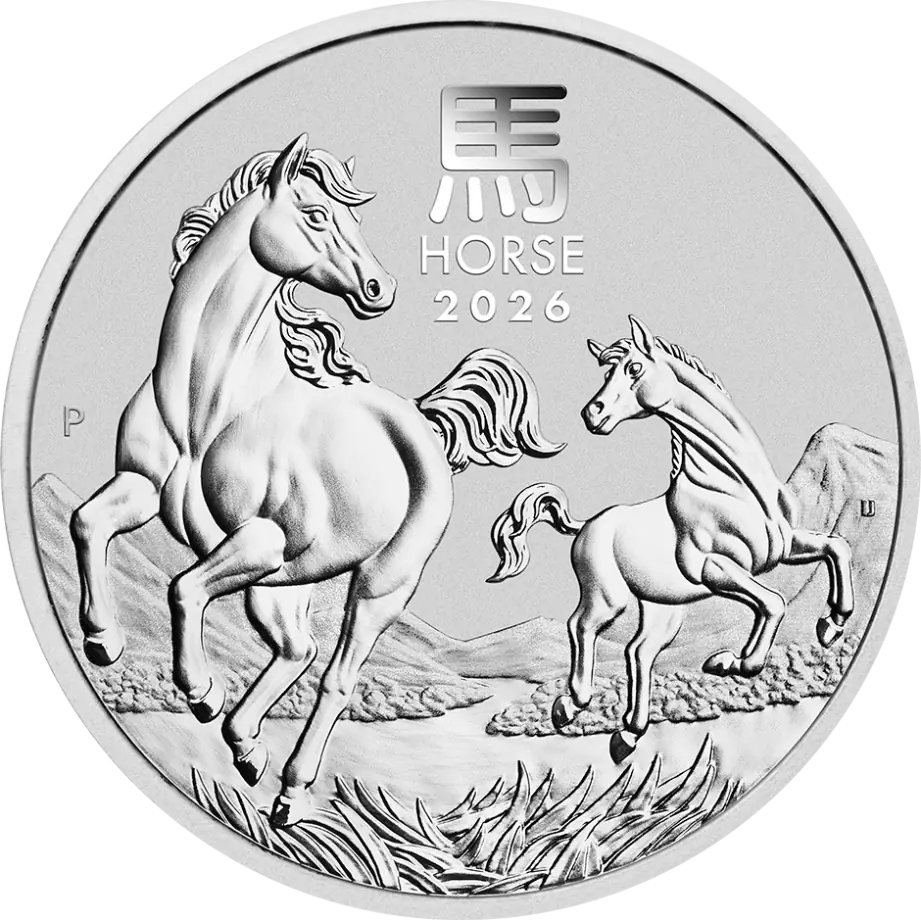Lunar III Pferd 2 Unzen Silbermünze 2026 | differenzbesteuert