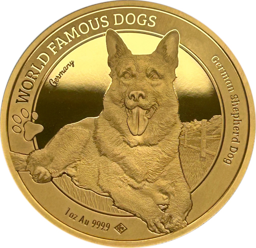 World Famous Dogs Deutscher Schäferhund 1 Unze Goldmünze 2025