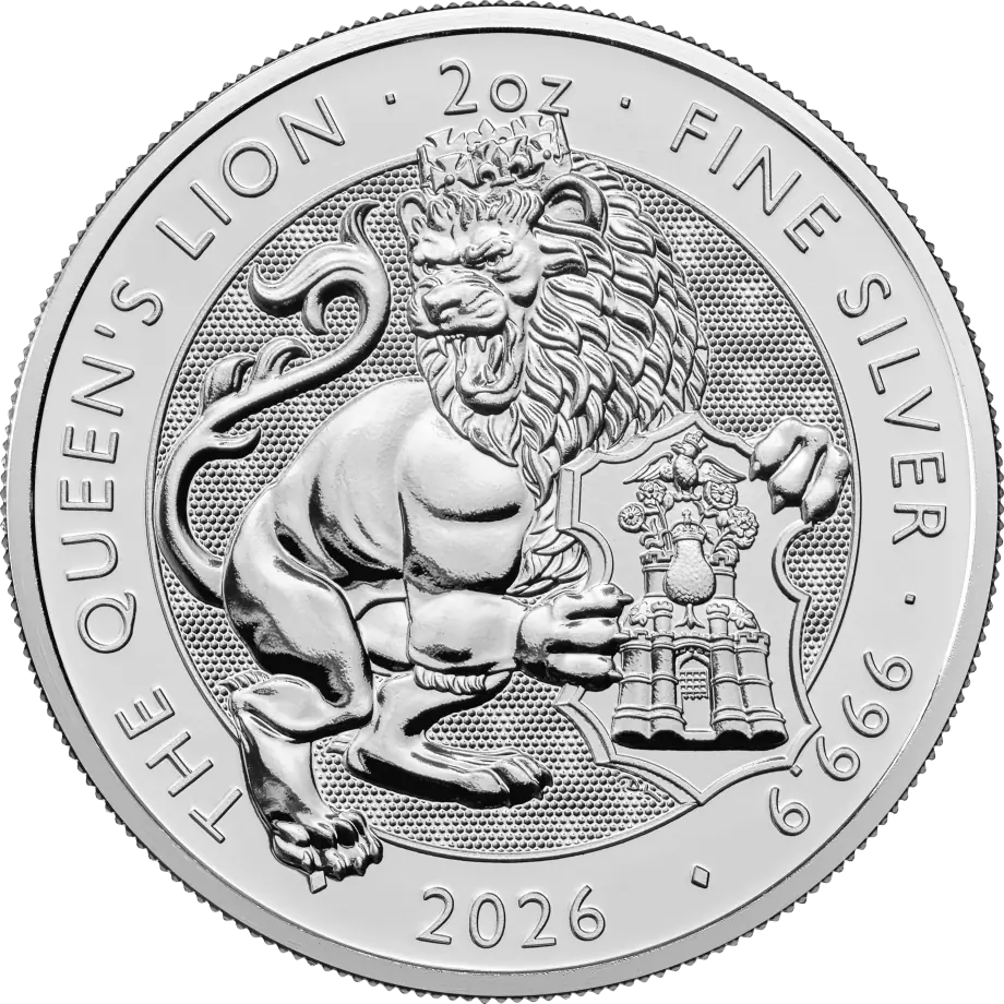 Tudor Beasts Queen's Lion 2 Unzen Silbermünze 2026 | differenzbesteuert