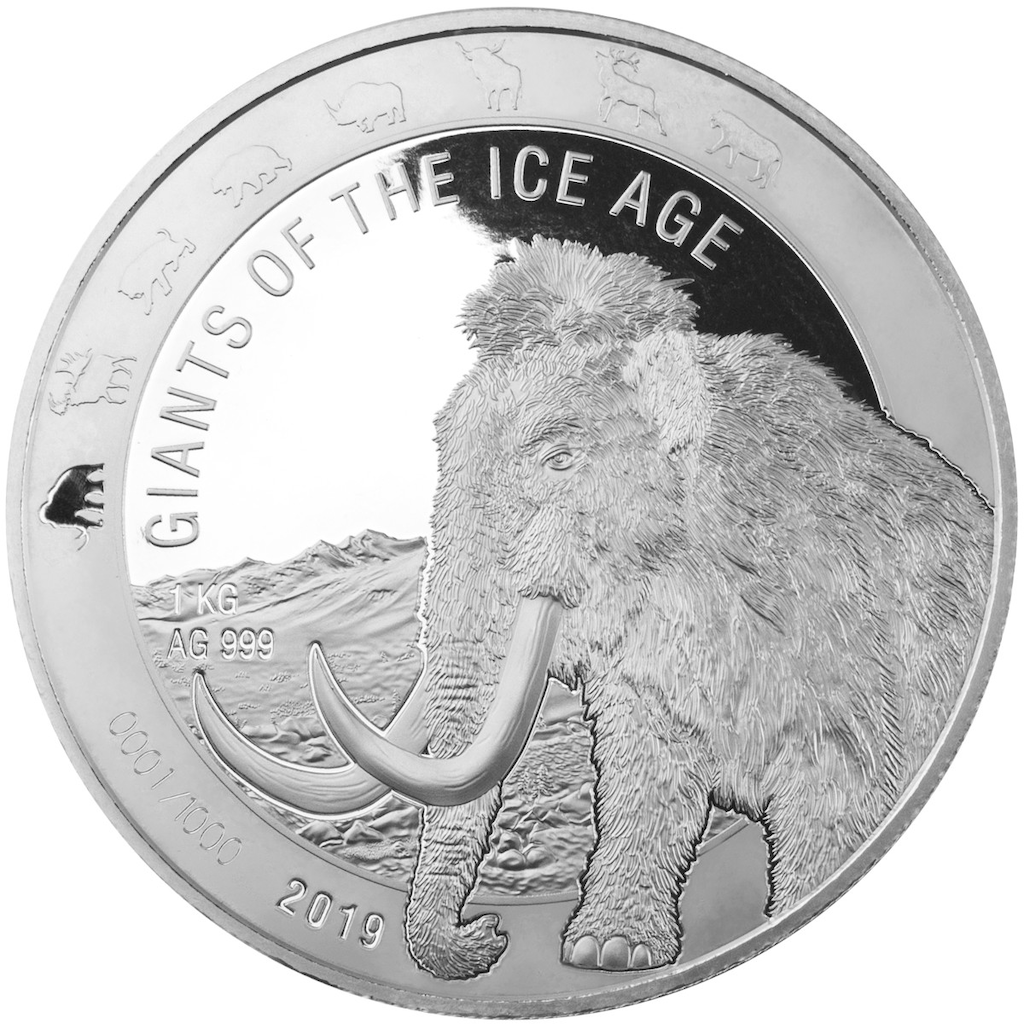 Giganten der Eiszeit - Wollmammut 1 Kilo Silbermünze 2019 | differenzbesteuert