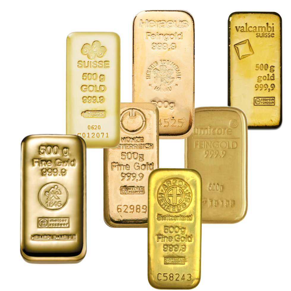 500 Gramm Goldbarren | versch. Hersteller | Nur zur Lagerung/Abholung
