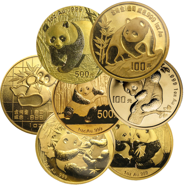 China Panda 1 Unze Goldmünze verschiedene Jahre