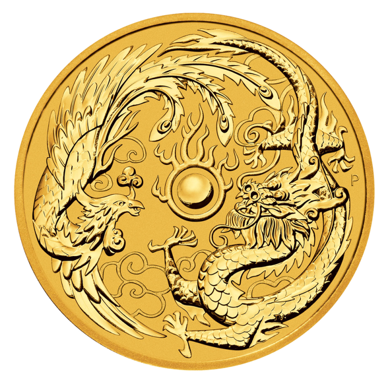 Australien &quot;Chinese Myths &amp; Legends&quot; Drache und Phönix 1 Unze Goldmünze 2018