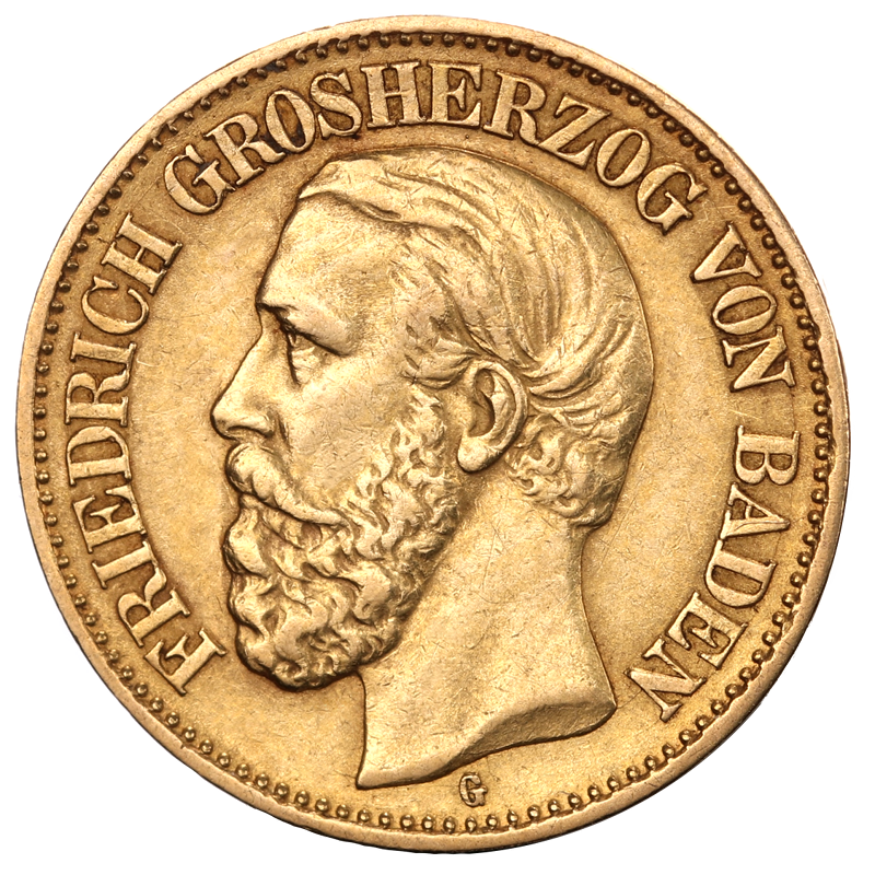 10 Mark Großherzog Friedrich I. Goldmünze | Baden | 1872-1888