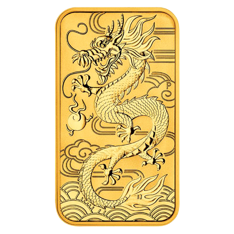 Drache 1oz Goldmünze rechteckig 2018