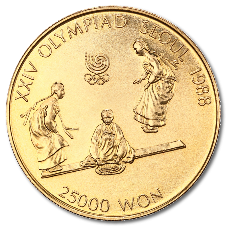 Olympiade Seoul 1/2oz Goldmünze 1988 | Männer auf Wippe