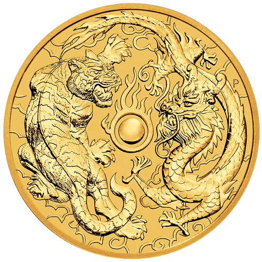 [101216] Australien &quot;Chinese Myths &amp; Legends&quot; Drache und Tiger 1 Unze Goldmünze 2019