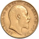 Halber Sovereign Edward VII. Goldmünze