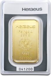 [30005] 50 Gramm Goldbarren Heraeus mit Zertifikat