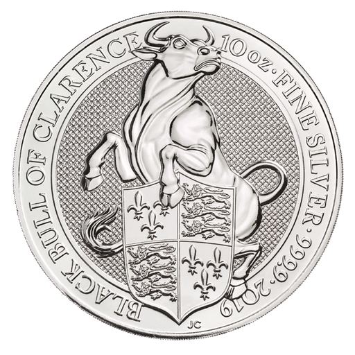 [209177-1] Queen's Beasts Black Bull 10 Unzen Silbermünze 2019 differenzbesteuert
