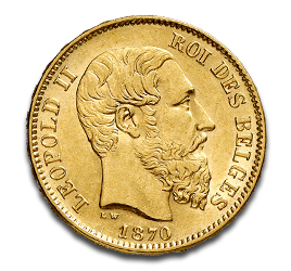 [10301] 20 Franken Leopold II Goldmünze | 1865-1909 | Belgien