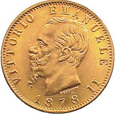 [11101] 20 Lire Viktor Emanuel II. Goldmünze | 1861-1878 | Italien