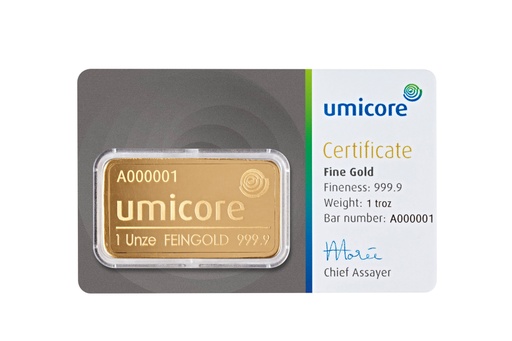 [30035] 31,1 Gramm (1oz) Goldbarren Umicore