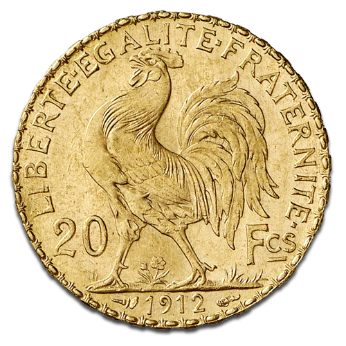 [11007] 20 French Francs - diverse motifs, Gold