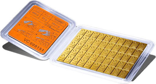 [30094] 50 x 1g Tafelbarren Valcambi mit Zertifikat