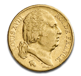 [11003] 20 Franken Ludwig XVIII. Goldmünze | 1816-1824 | Frankreich