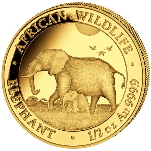 [13118] Somalia Elefant 1/2 Unze Goldmünze 2022