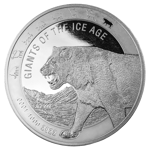 [23520] Giganten der Eiszeit - Höhlenlöwe 1 Kilo Silbermünze 2022 differenzbesteuert