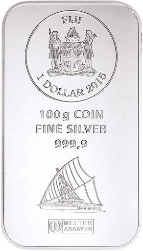 [22618] 100 Gramm Fiji Silber Münzbarren differenzbesteuert