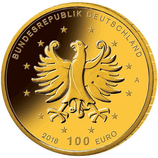 [108335] 100 Euro Schlösser Augustusburg Falkenlust 1/2oz Goldmünze 2018 | Deutschland (A)