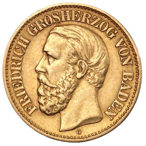 [10836] 10 Mark Großherzog Friedrich I. Goldmünze | Baden | 1872-1888