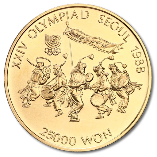 [1KR03] Olympiade Seoul 1/2oz Goldmünze 1988 | Musik Gruppe